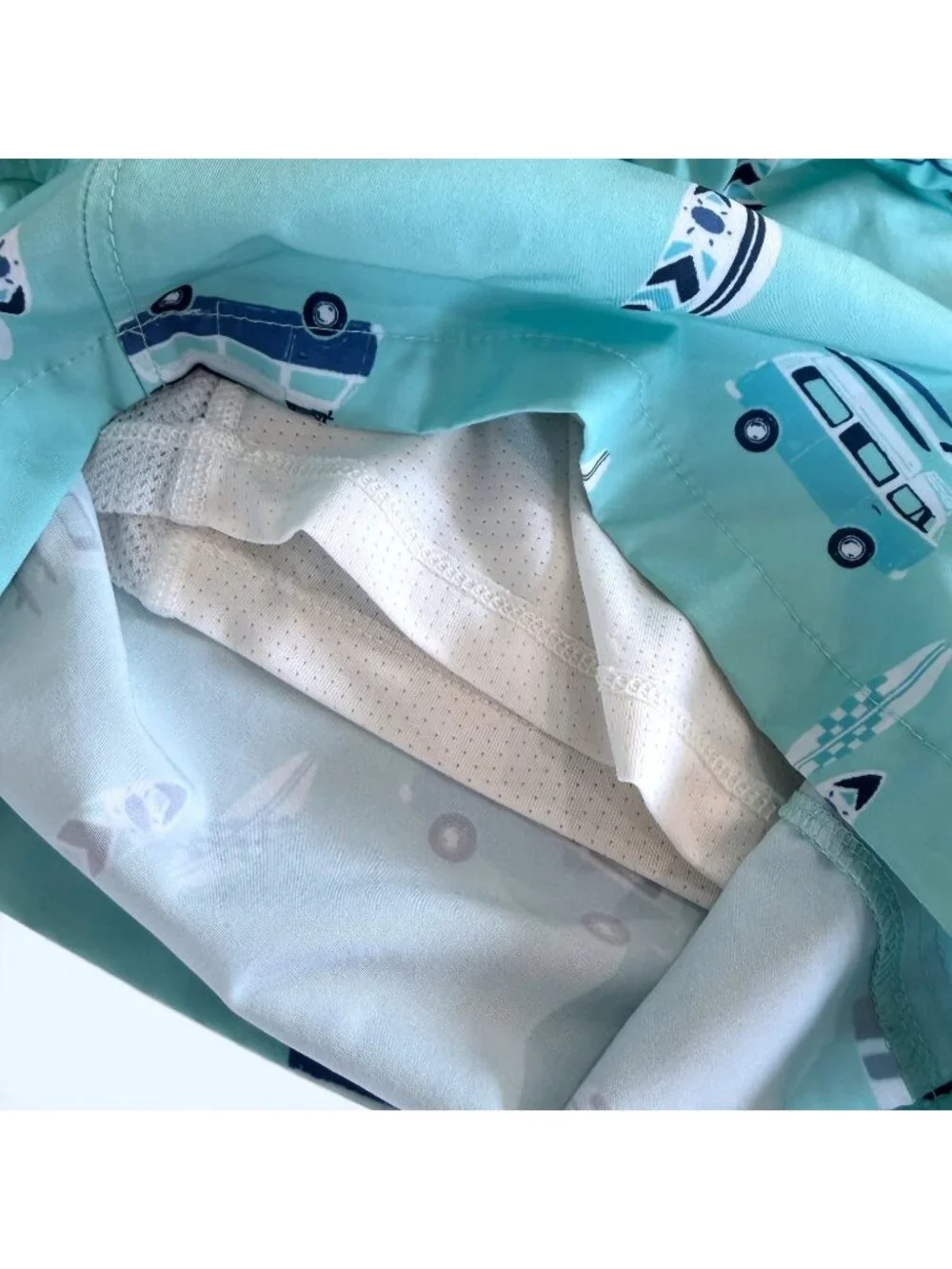 Abercrombie Kids Swim Trunks Boys 15/16 Blue Surf Van Print Lined Board Shorts